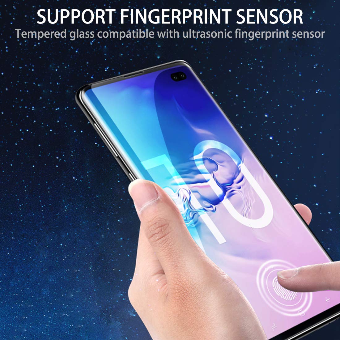 Galaxy S10 3D Tempered Glass Full Screen Protector with Working Adhesive In Screen Finger Scanner